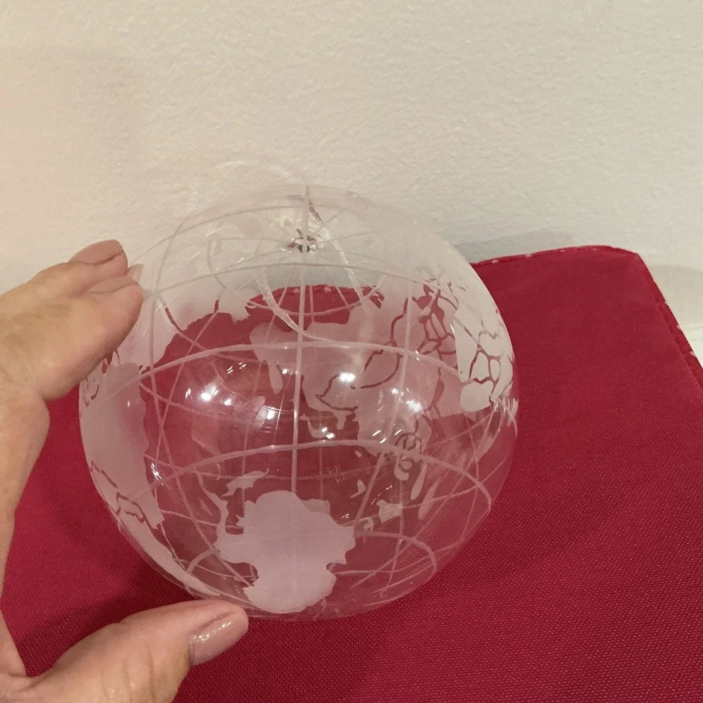 Planet Earth World Map Globe Blown Glass Christmas Ornament Pottery Barn RARE